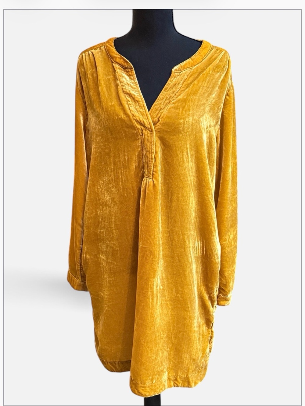 Anthropologie Mustard Gold Melody Velvet Long-Sleeve Tunic Size L